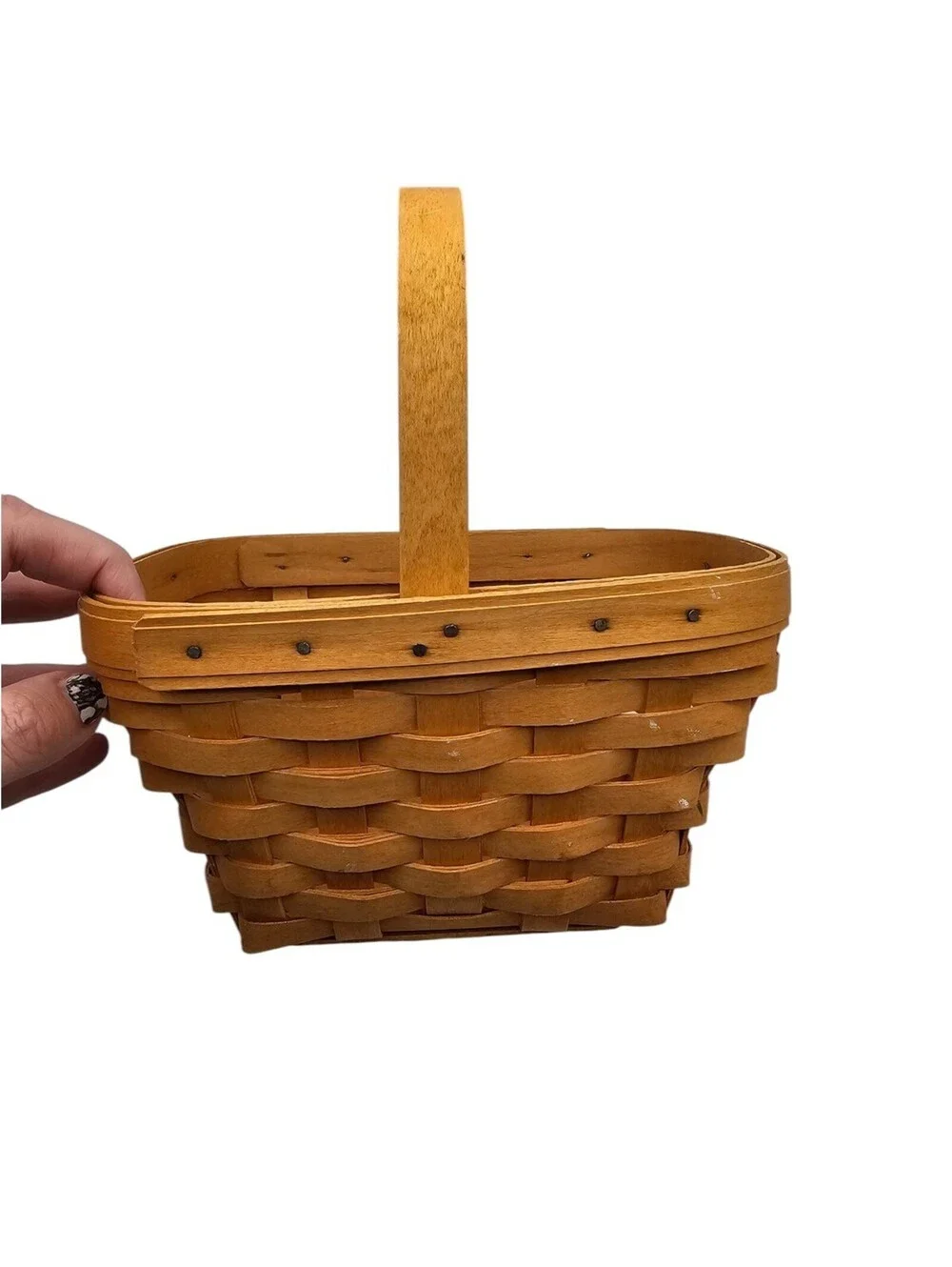 Set of 2 Vintage Longaberger Woven Nesting Baskets w/ Fixed Handles